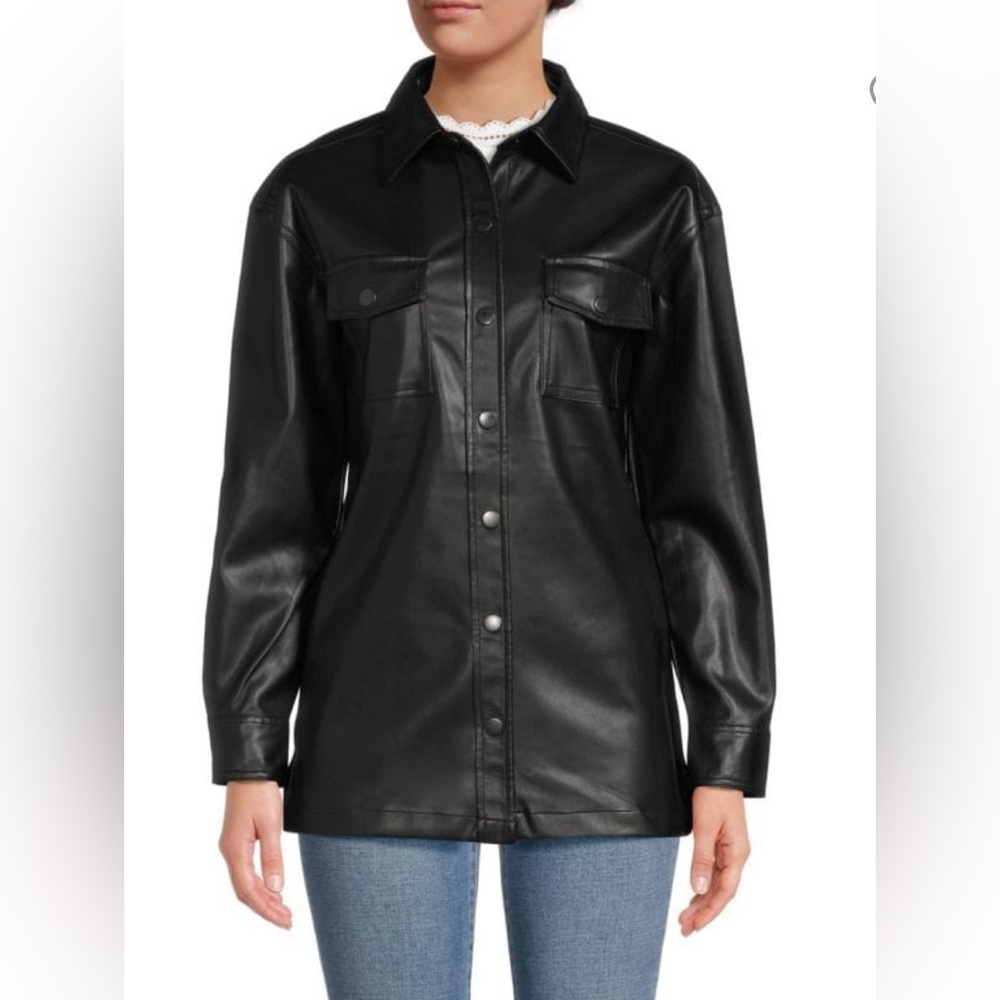 JOE’S JEANS Vegan Leather Shacket size XS 19” p2p Black $228 MSRP NWT